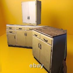 Early 1950's 3 Piece Kitchen Cupboards with Countertops Great Wood Craftsmanship