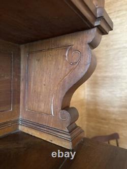 Early 19th Century Antique Wood Hutch Cabinet with Incredible Hand Carved Detail