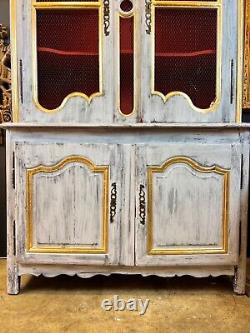 Early 19th Century Large Painted & Gilt French Provincial Buffet a Deux Corps