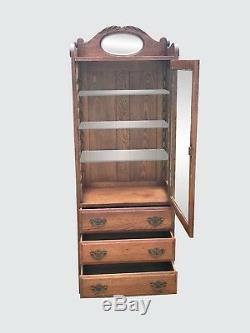 Early 20th C. Oak Medical / Physicians Antique Cabinet By Frank S Betz Co