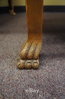 Early 20th C Quartersawn Oak Buffet Mirrored Backsplash Sideboard Tiger Paw Feet
