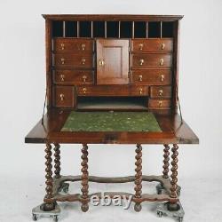 Early 20th Century Large William & Mary-Style Oak Secretary Cabinet on Stand