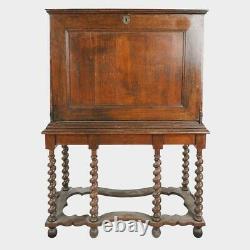 Early 20th Century Large William & Mary-Style Oak Secretary Cabinet on Stand