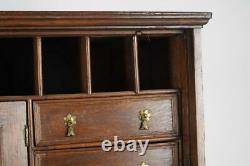 Early 20th Century Large William & Mary-Style Oak Secretary Cabinet on Stand