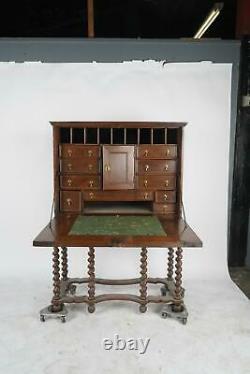 Early 20th Century Large William & Mary-Style Oak Secretary Cabinet on Stand