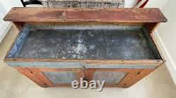 Early Aafa Antique Folk Art 1800s Bittersweet Blue Paint Dry Sink Square Nails