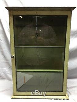Early Antique Country Wood Medicine Cabinet Cupboard Glass Door Curio 98-19C