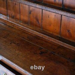 Early Antique Welsh Oak & Mahogany Stepback Pewter Cupboard, 18th C