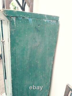 Early Green Painted Country Cupboard 19thC. Antique Wooden Primitive Cupboard