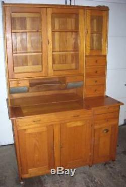 Early Oak Hoosier Style Bakers Cabinet w Dry Sink, Potato and Sugar Bins