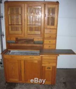 Early Oak Hoosier Style Bakers Cabinet w Dry Sink, Potato and Sugar Bins