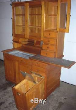 Early Oak Hoosier Style Bakers Cabinet w Dry Sink, Potato and Sugar Bins