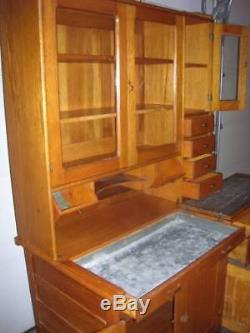 Early Oak Hoosier Style Bakers Cabinet w Dry Sink, Potato and Sugar Bins