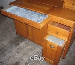 Early Oak Hoosier Style Bakers Cabinet w Dry Sink, Potato and Sugar Bins