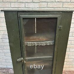 Early Primitive Green Small Pie Safe Cabinet