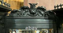 Ebonized Étagère Cabinet with Owl Crest Attributed to Bancroft & Dyer circa 1885