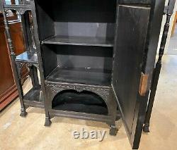 Ebonized Étagère Cabinet with Owl Crest Attributed to Bancroft & Dyer circa 1885