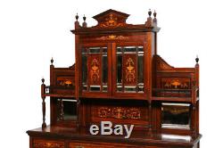 Elegant Antique English Rosewood Cabinet with Inlay, 1920's
