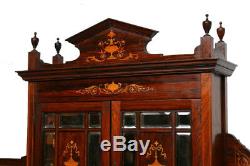 Elegant Antique English Rosewood Cabinet with Inlay, 1920's