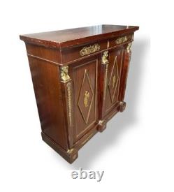 Empire Style Mahogany Cabinet with Gilded Bronze Mounts