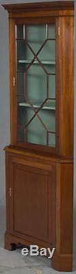 English Antique Mahogany Corner Cabinet Cupboard Hutch Display Large, Tall