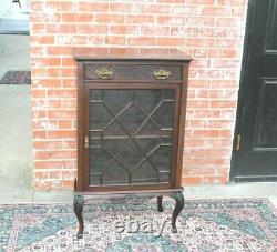 English Antique Mahogany Wood Display Cabinet
