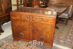 English Antique Oak Art Deco Sideboard Buffet Wine Bar Cabinet