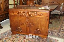 English Antique Oak Art Deco Sideboard Buffet Wine Bar Cabinet