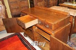English Antique Oak Art Deco Sideboard Buffet Wine Bar Cabinet With Hidden Drawer