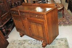 English Antique Oak Art Deco Sideboard Buffet Wine Bar Drink Cabinet Furniture