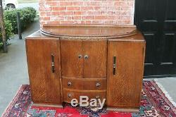 English Antique Oak Art Deco Sideboard Buffet Wine Bar Drink Furniture Cabinet
