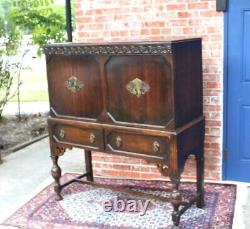 English Antique Oak Bar Cabinet