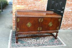 English Antique Tiger// Oak Edwardian Sideboard Buffet / Bar Cabinet