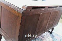 English Antique Tiger// Oak Edwardian Sideboard Buffet / Bar Cabinet