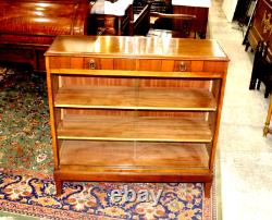 English Antique Walnut Glass Door Bookcase / Display Cabinet