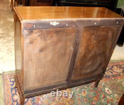 English Antique Walnut Glass Door Bookcase / Display Cabinet