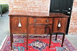 English Edwardian Antique Flamed Mahogany Sideboard 2 Drawer 2 Door Cabinet