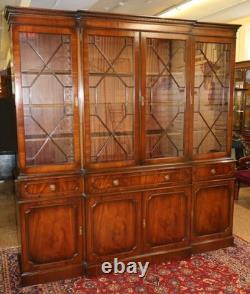 English Georgian Style Mahogany Glass Door China Cabinet Breakfront RosJohn