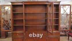 English Georgian Style Mahogany Glass Door China Cabinet Breakfront RosJohn