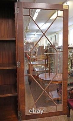 English Georgian Style Mahogany Glass Door China Cabinet Breakfront RosJohn
