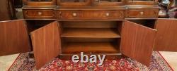 English Georgian Style Mahogany Glass Door China Cabinet Breakfront RosJohn
