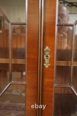 English Georgian Style Mahogany Glass Door China Cabinet Breakfront RosJohn