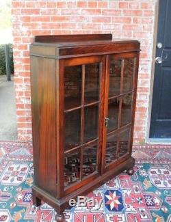 English Jacobean Antique Bookcase / Display Cabinet Home Office Furniture