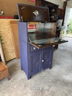 English Oak Drop Front Bar Cabinet Solid Wood