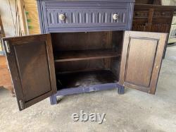 English Oak Drop Front Bar Cabinet Solid Wood