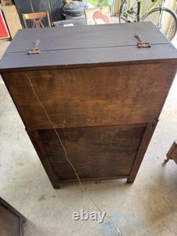 English Oak Drop Front Bar Cabinet Solid Wood