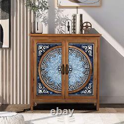 Entryway Cabinet with Doors Storage Cabinet Distressed Sideboard Buffet Cabinet