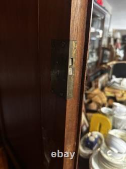 Estate 19th Century English Three Part Mahogany Linen Press Original Interior