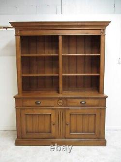 Ethan Allen New Country Stepback Hutch China Cabinet Breakfront Display