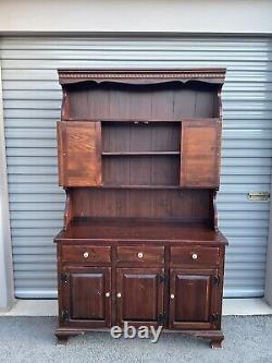 Ethan Allen old tavern antique pine Hutch Book Shelf Cabinet